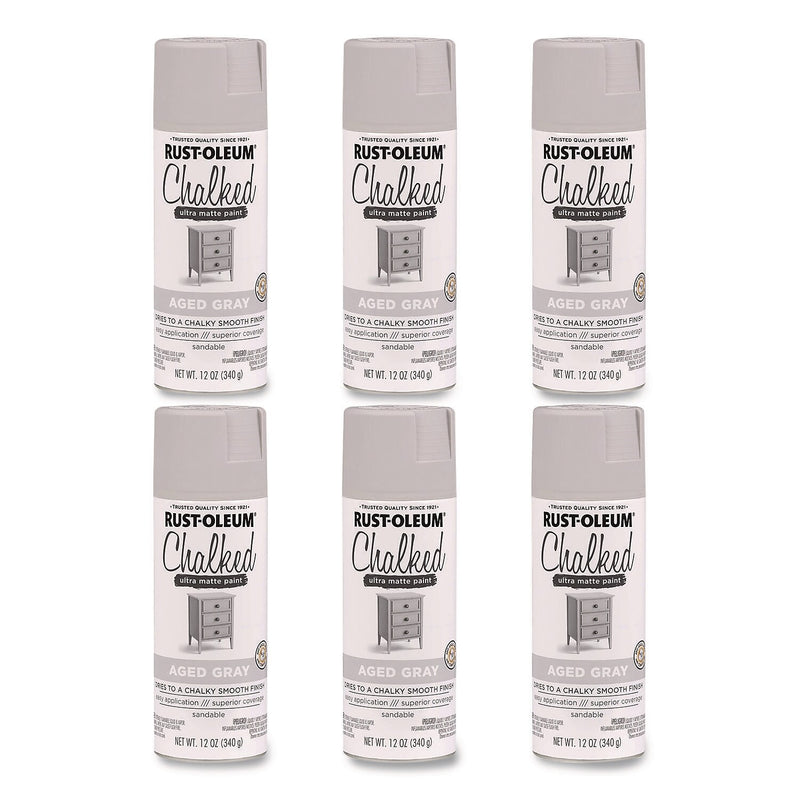 Rust-Oleum Chalked Paint, Aged Gray, 12 oz., 6/Carton (302592)