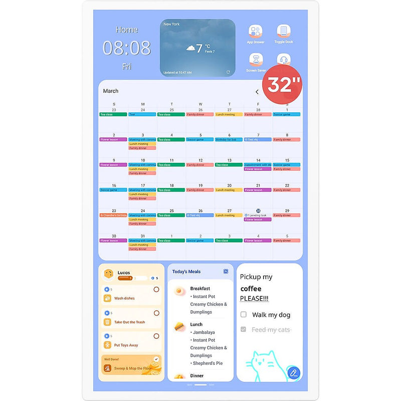 Cozyla Digital Family 32" 4K Calendar+ Gen2, White, White (CD-8V543F0)