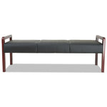 Alera Reception Lounge WL Series Three-Seat Bench, 65.75" x 22.25" x 22.88", Black Seat, Mahogany Base