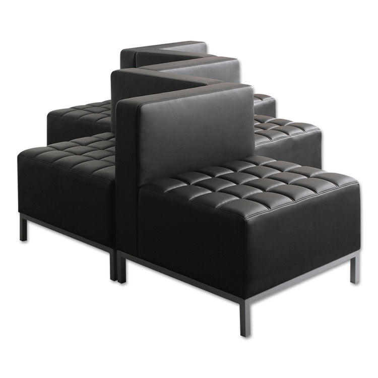 Alera QUB Series Armless L Sectional, Charging Station Center Seat, AC Outlet, (2) USB Ports, 26.38" x 26.38" x 30.5", Black