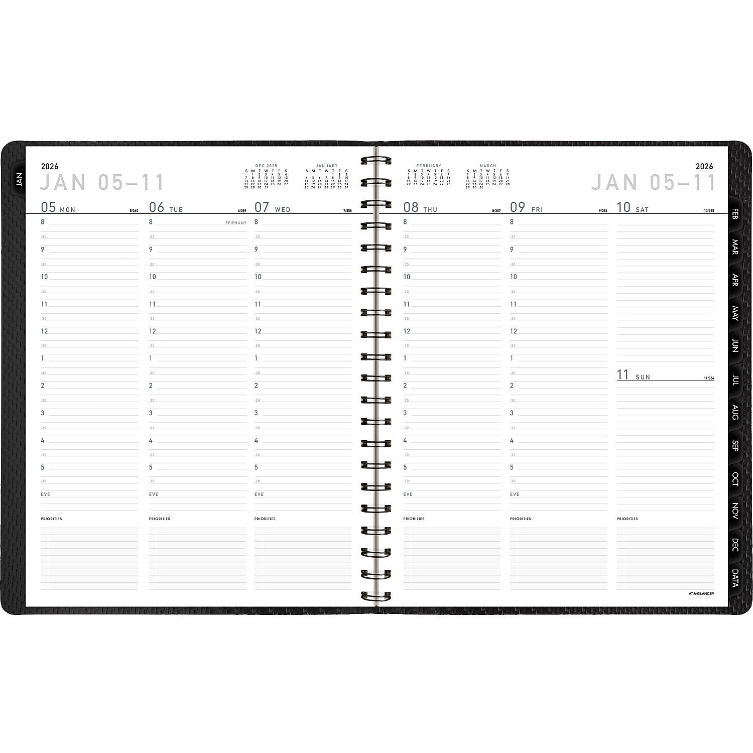 2026 AT-A-GLANCE Contemporary 8.25" x 11" Weekly & Monthly Planner, Faux Leather Cover, Charcoal (70-950X-45-26)