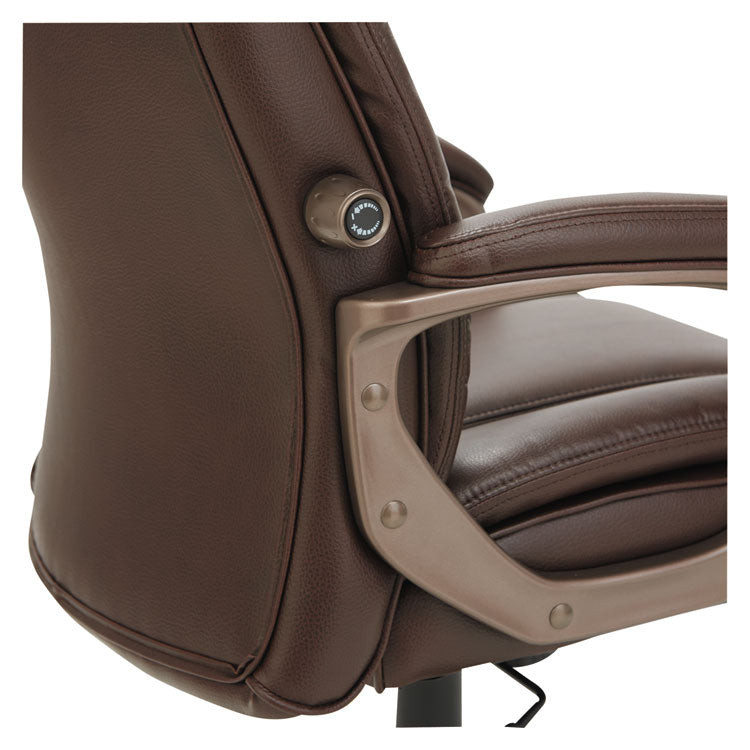 Alera Veon Series Executive High-Back Bonded Leather Chair, Supports Up To 275 Lb, Brown Seat/back, Bronze Base