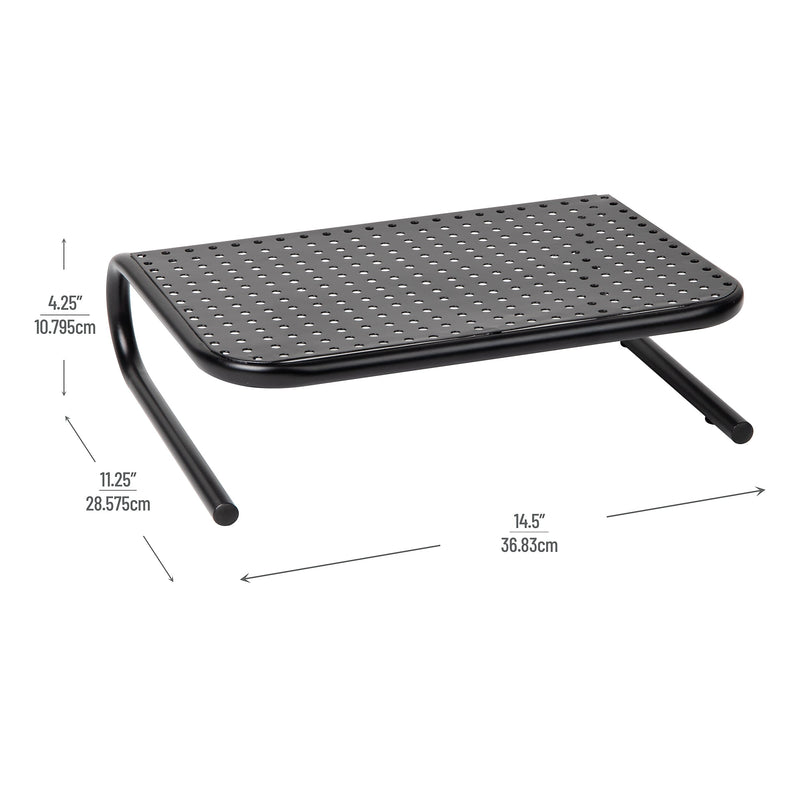 Mind Reader Ventilated Monitor Stand, Holds up to 44 lbs., Metal, Black, 2/Pack (2METMONST-BLK)