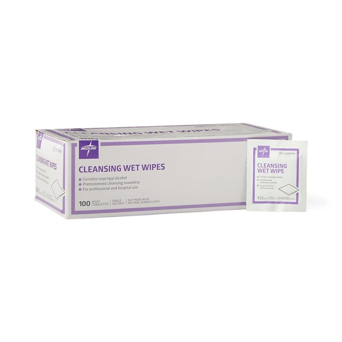 Medline Premoistened Cleansing Towelettes, 100/Box (MDS094184H)