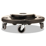 Brute Round Twist On/Off Dolly, 250 lb Capacity, 18" dia x 6.63"h, Fits 20 to 55 Gallon BRUTE Containers, Black