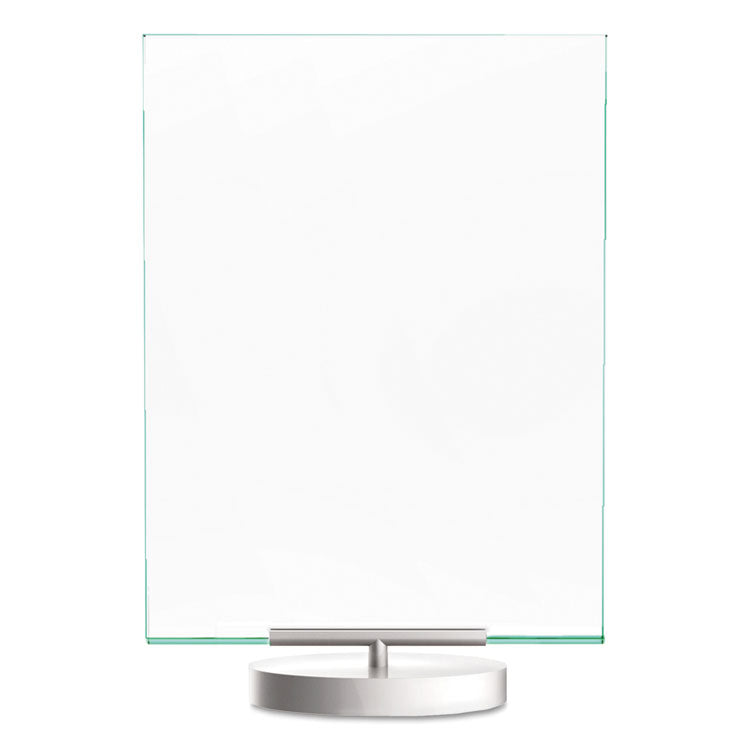 Superior Image Swivel Sign Holder w/Green Edge, 8.5 x 11 Insert, Silver Base