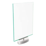 Superior Image Swivel Sign Holder w/Green Edge, 8.5 x 11 Insert, Silver Base