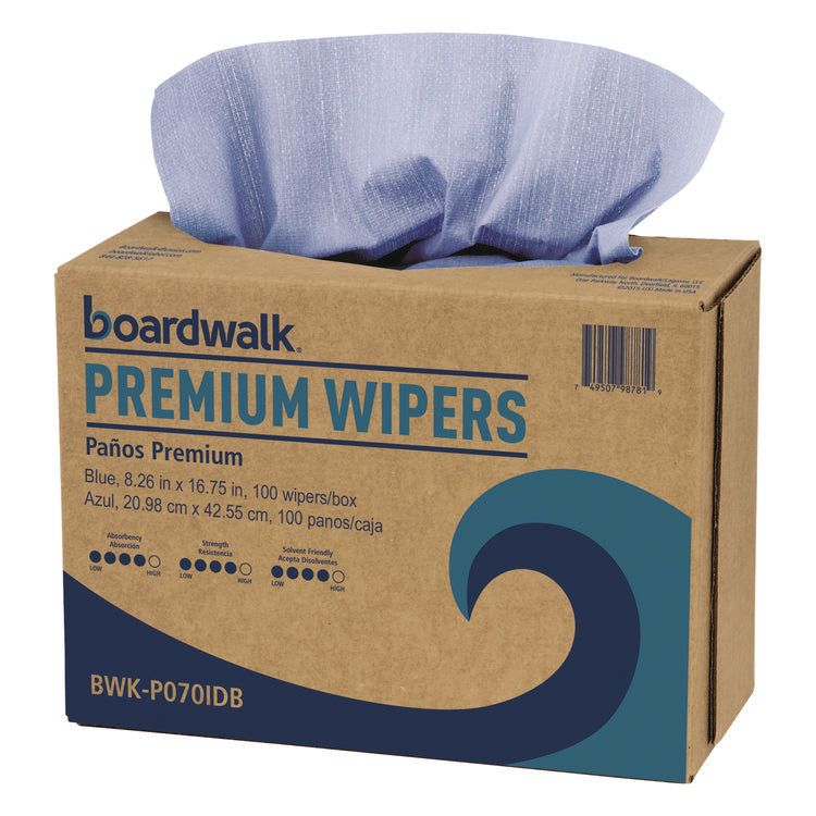 Hydrospun Wipers, 8.26 x 16.75, Blue, 100 Wipes/Box, 10 Boxes/Carton