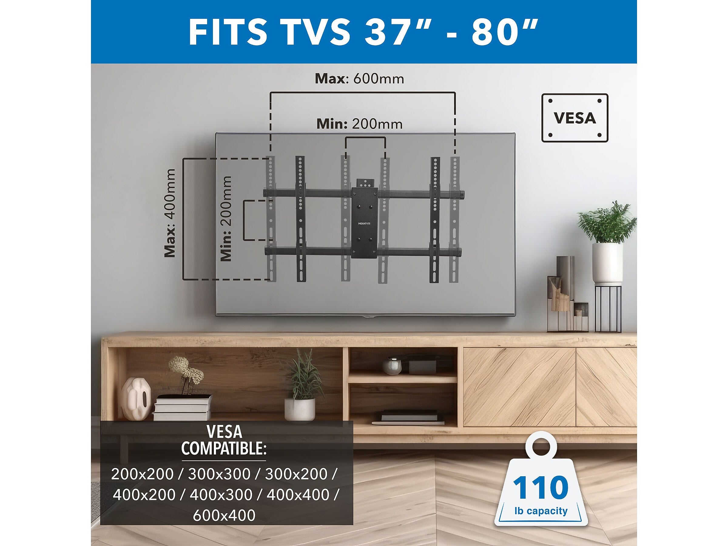 Mount-It! Full-Motion TV Mount, 110 lbs. Max. (MI-14003)