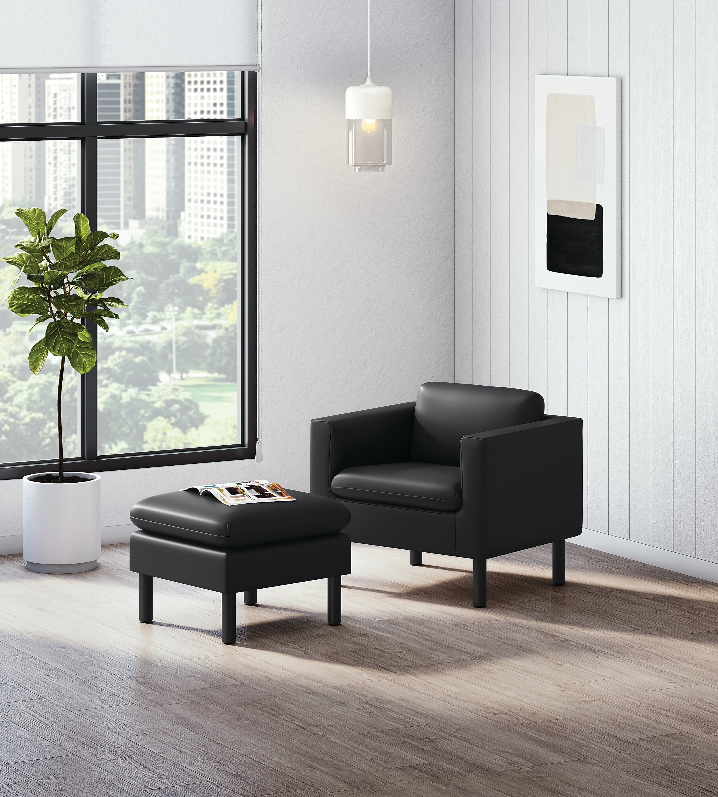 HON Parkwyn Polyurethane Club Chair, Black (HVLVL1.BLK01)