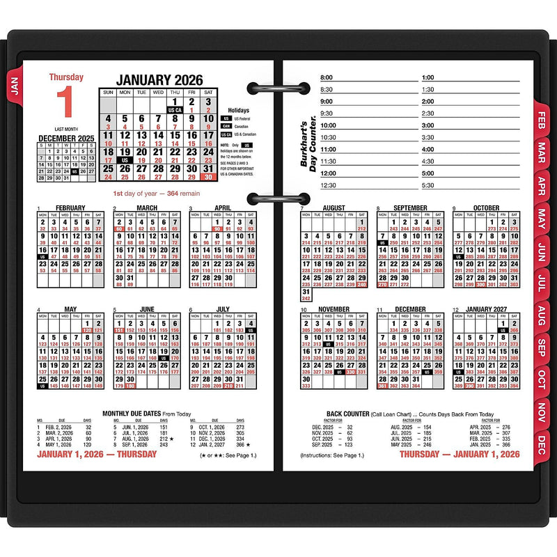 2026 AT-A-GLANCE Burkhart's Day Counter 7.5" x 4.5" Daily Calendar Refill Pages, White/Black (E712-50-26)