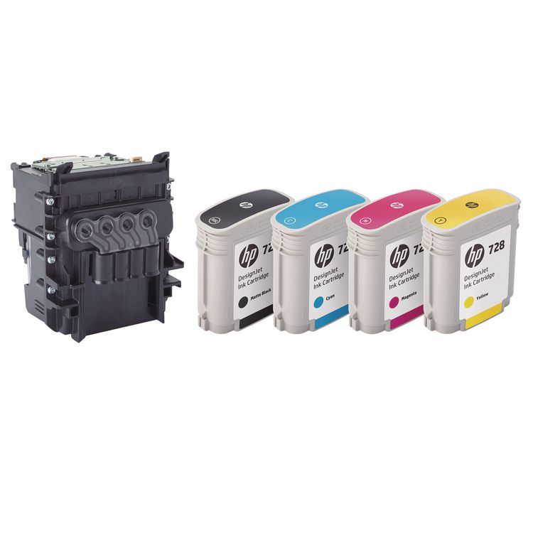 HP 729 (F9J81ACT) Black/Cyan/Magenta/Yellow Printhead, 4/Carton