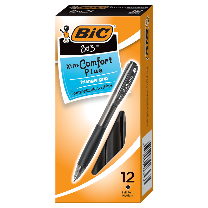 BIC BU3 Retractable Ballpoint Pens, Medium Point (1.0mm), Black, Dozen (BU311BLK)
