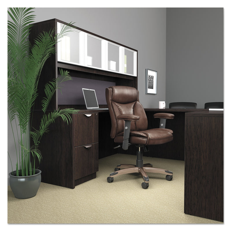 Alera Valencia Series Executive Suites in Mahogany, Glass Hutch Doors, 4/Set