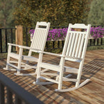 Flash Furniture Winston All-Weather Rocking Chair, White Faux Wood, 2/Pack (2JJC14703WH)