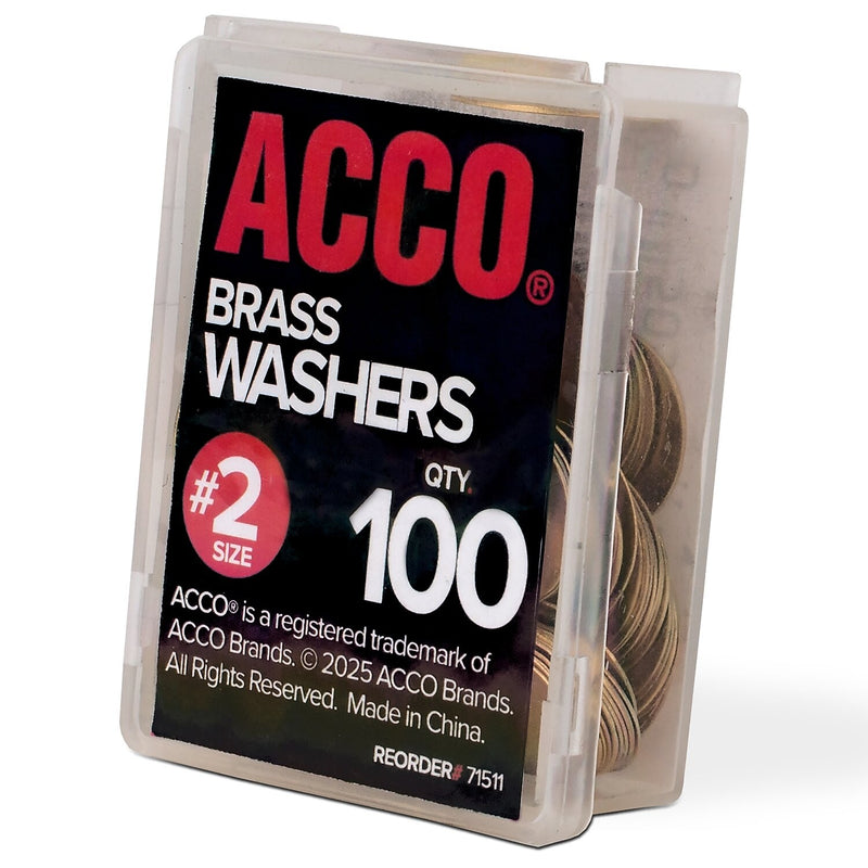 ACCO Washers, 15/32", Brass, 100/Box (ACC71511)