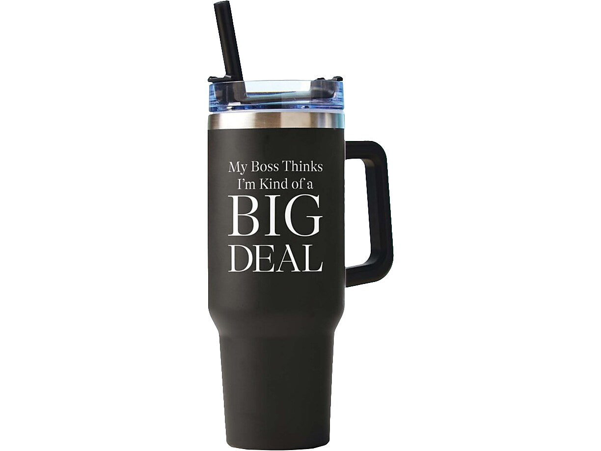 Baudville Thirst Quencher Big Deal Tumbler, Black, 40 Oz. (93443)