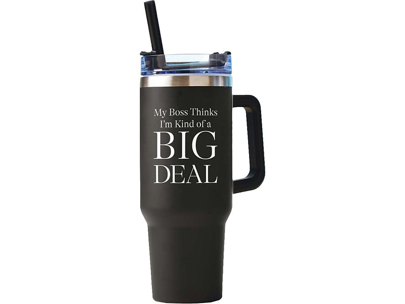 Baudville Thirst Quencher Big Deal Tumbler, Black, 40 Oz. (93443)
