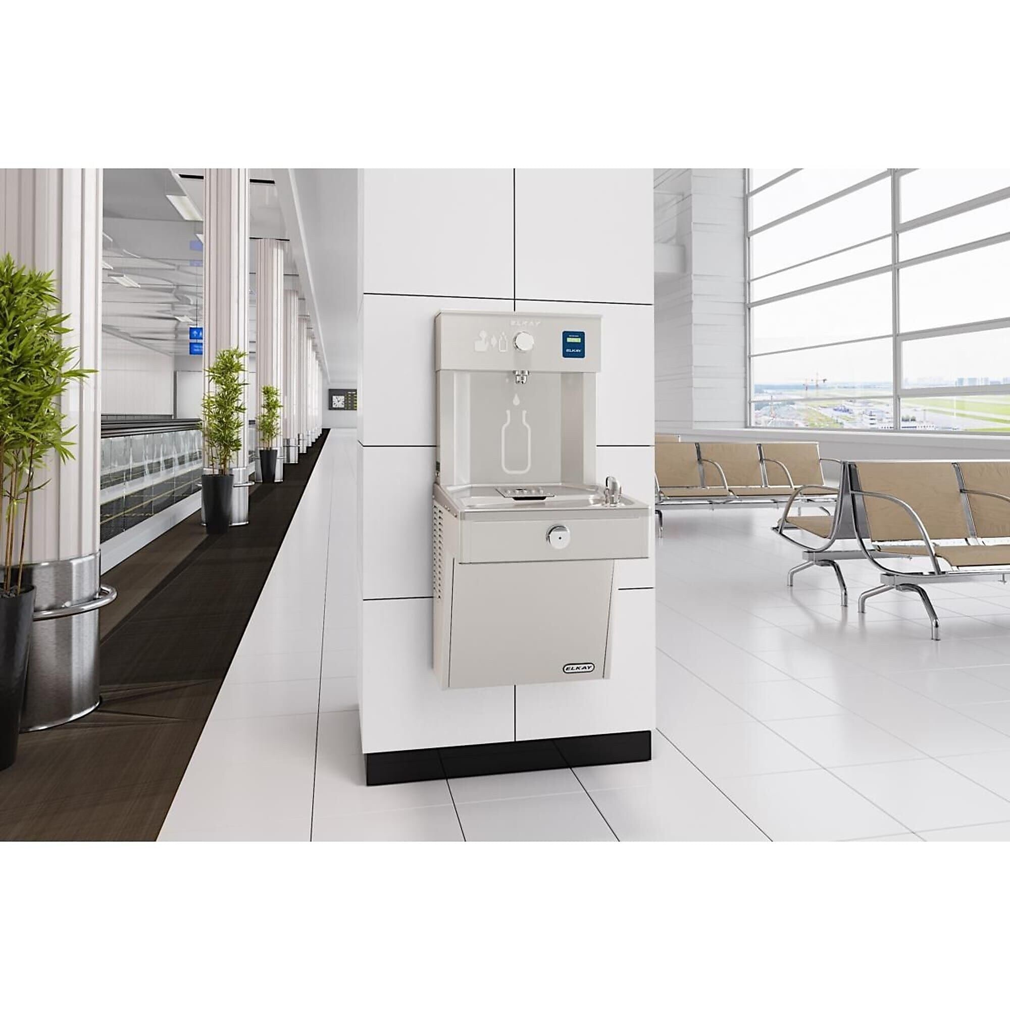 Elkay ezH2O Wall Mounted Drinking Fountain and Bottle Filling Station with Cooler and Vandal Resistant Bubbler (VRC8WSK)