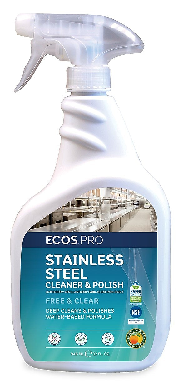 ECOS PRO Stainless Steel Cleaner and Polish, 32 Fl. Oz. (PL9330/6X)