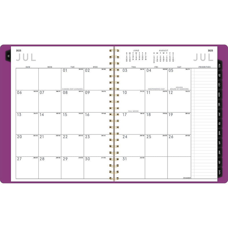 2025-2026 AT-A-GLANCE Contemporary 8.25" x 11" Academic Year Weekly & Monthly Planner, Faux Leather Cover, Purple