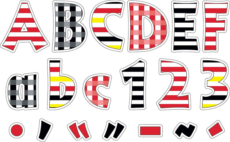 Barker Creek Buffalo Plaid  4" Letters and Numbers, Multicolored, 255/Pack (BC1732)