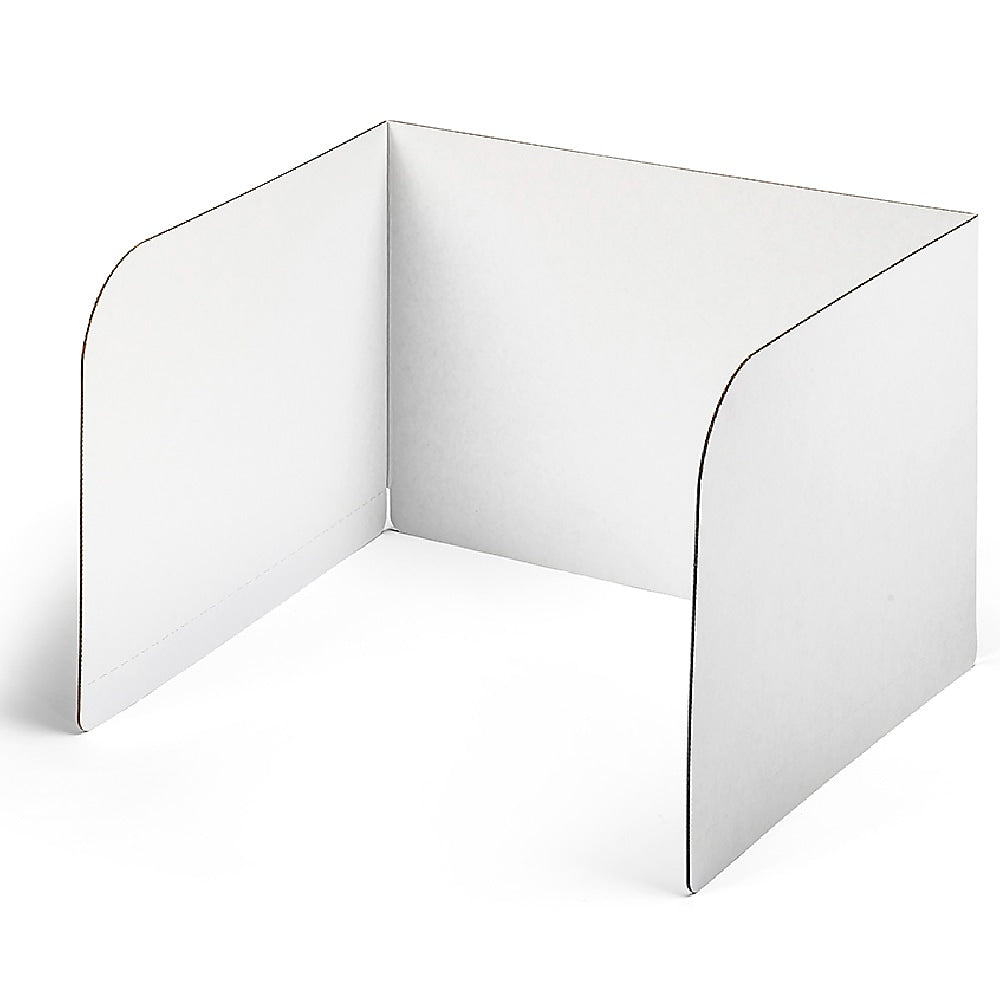 Classroom Products Foldable Cardboard Freestanding Privacy Shield, 13"H x 20"W, White, 30/Box (1330 WH)