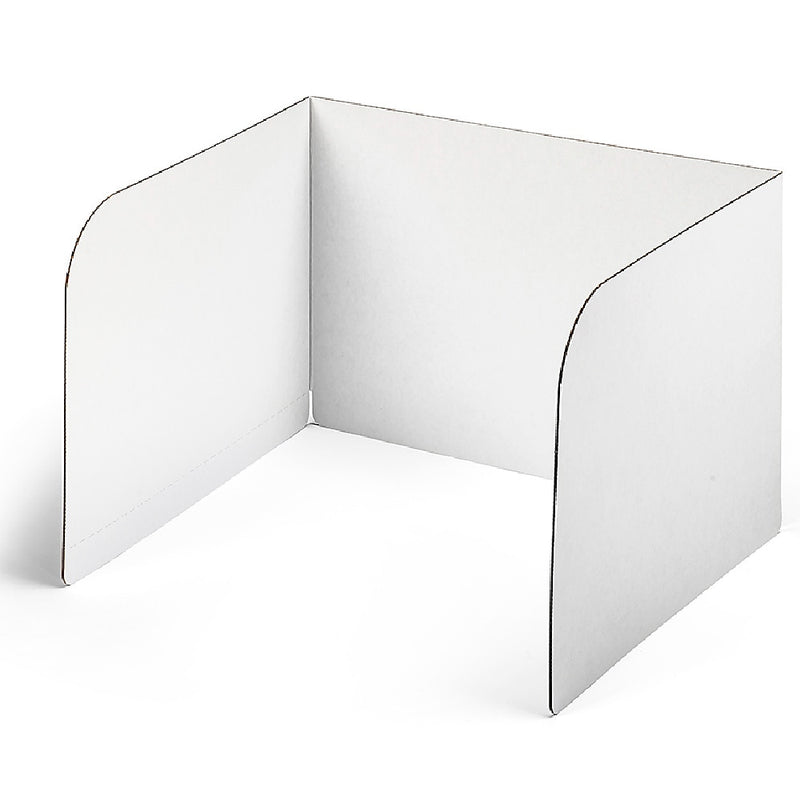 Classroom Products Foldable Cardboard Freestanding Privacy Shield, 13"H x 20"W, White, 20/Box (1320 WH)