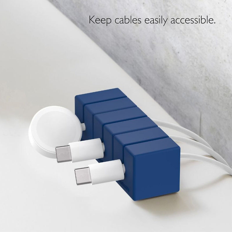 Function101 Cable Blocks, Magnetic Cable Organizers, Blue, 3/Pack (F101-CBXL3)