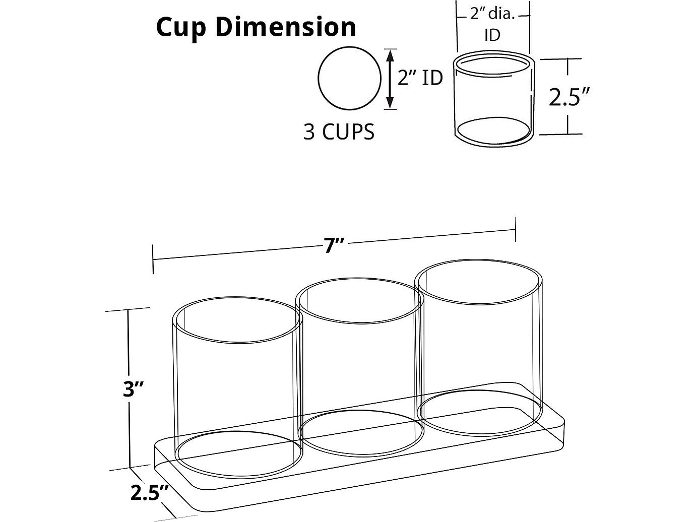 Azar Deluxe 7"W 3-Cup Holder, Clear, Each (225573)