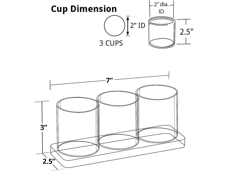 Azar Deluxe 7"W 3-Cup Holder, Clear, Each (225573)