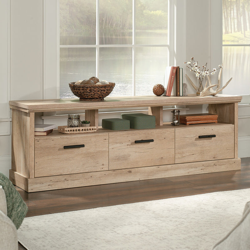 Sauder Aspen Post Credenza TV Stand, Screens up to 70", Prime Oak (433961)