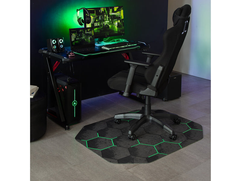 Anji Mountain Rug'd Kaleidoscope Carpet & Hard Floor Chair Mat, 36" x 48", Gray/Green (AMB9110)