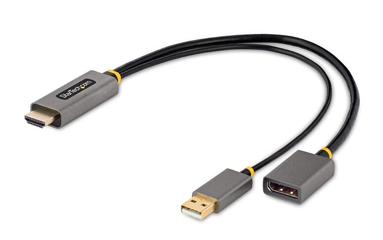 StarTech HDMI to USB A /Display Port Audio/Video Adapter, Male to Female/Male, Gray/Black (128-HDMI-DISPLAYPORT)
