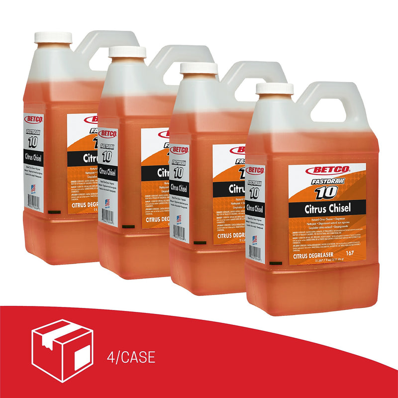 Betco Fastdraw 10 Citrus Chisel Cleaner/Degreaser, Citrus Scent, 67.6 oz., 4/Carton (BET1674700)