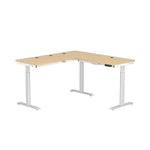 VersaDesk PowerLift 60"W Electric L-Shaped Adjustable Standing Desk, Maple/White (PLLSD6060-WM-APP)