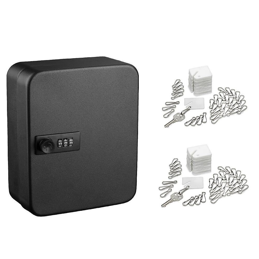 AdirOffice 30-Key Cabinet with Combination Lock and Key Tags, Black (682-30-BLK-689-PKG)