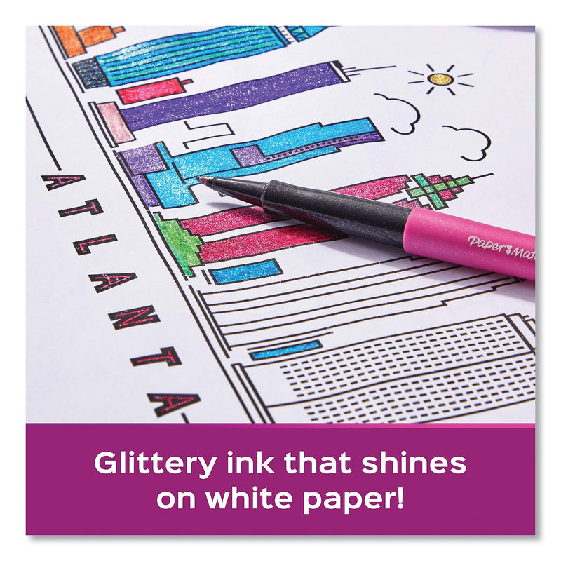 Paper Mate Flair Metallic Felt Tip Pens, Medium Point, 0.7mm, Assorted Ink, 16/Pack  (SAN2129448)