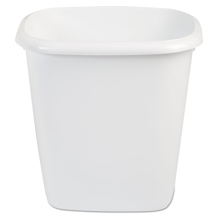 Open-Top Wastebasket, 14.4 qt, Plastic, White, 6/Carton