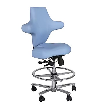 Brandt Industries Armless Vinyl Medical Stool with Backrest and Lumbar Support (17800 Blue)