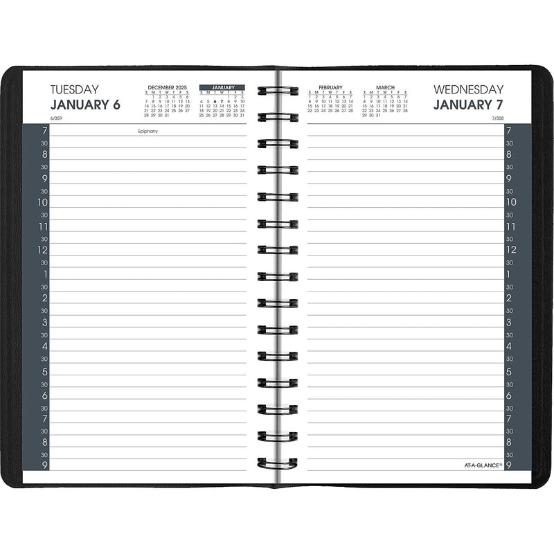 2026 AT-A-GLANCE My Day 5" x 8" Daily Appointment Book, Faux Leather Cover Black (70-207-05-26)
