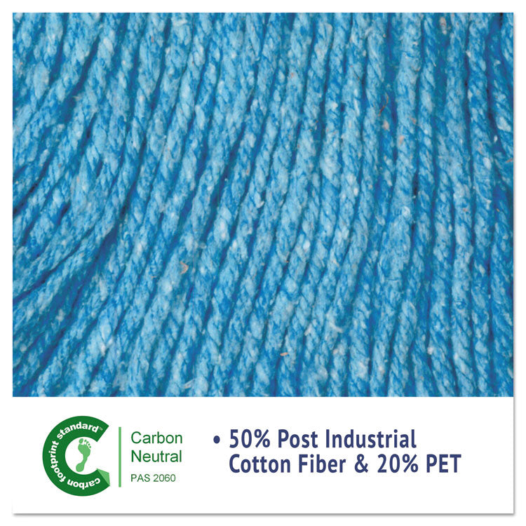 Super Loop Wet Mop Head, Cotton/synthetic Fiber, 5" Headband, Medium Size, Blue, 12/carton