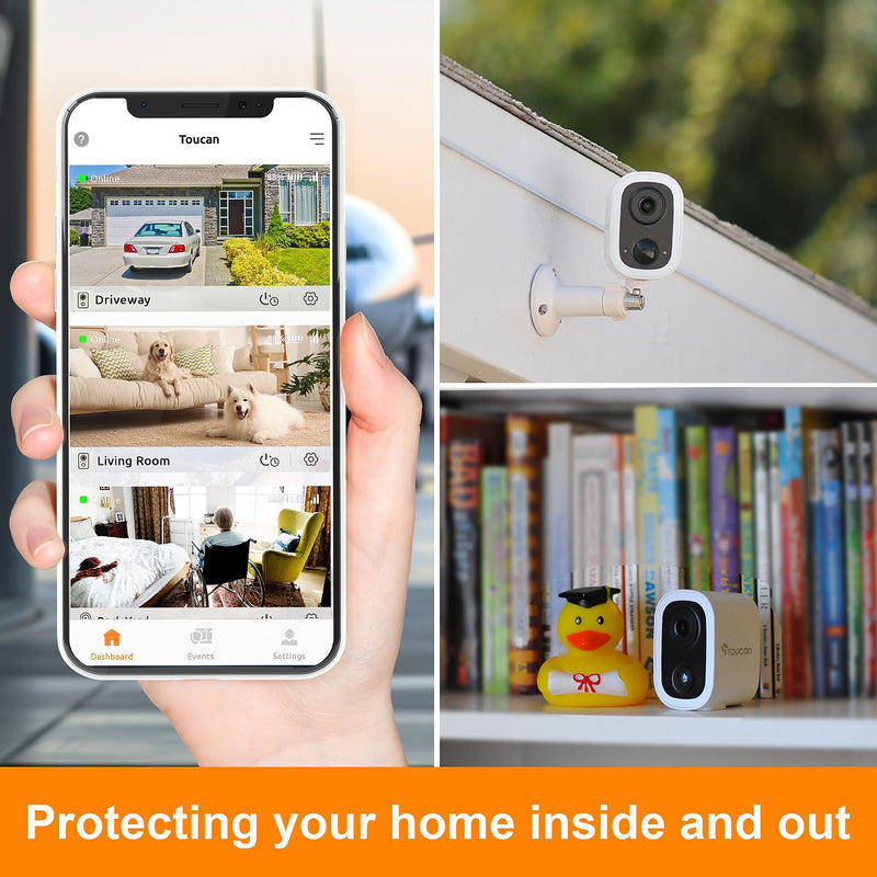 Toucan S4 Wireless Outdoor Smart Battery Operated Security Camera, Night Vision, White (TWC400S)