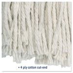 Cut-End Wet Mop Head, Cotton, White, #20, 12/carton
