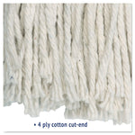 Cut-End Wet Mop Head, Cotton, No. 16 Size, White