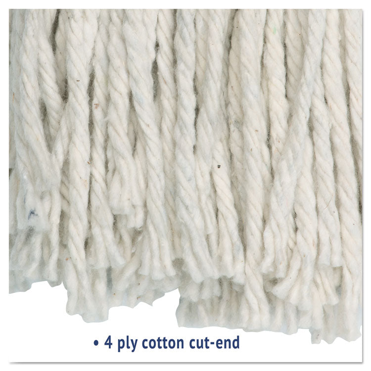 Cut-End Wet Mop Head, Cotton, No. 16 Size, White