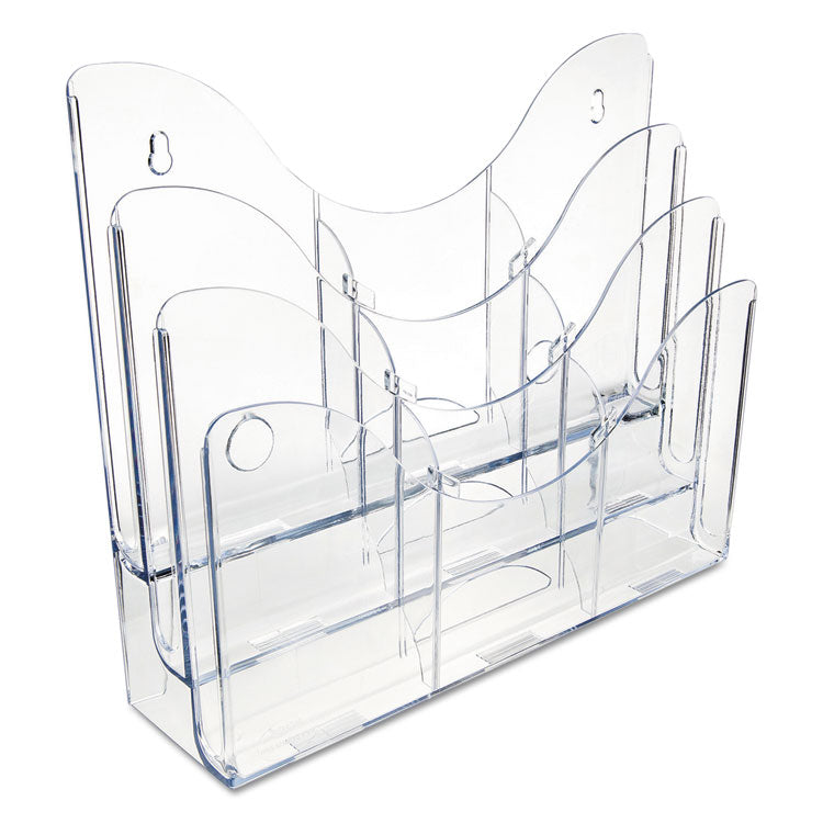 3-Tier Document Organizer W/6 Removable Dividers, 14w X 3.5d X 11.5h, Clear