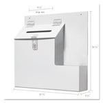 Suggestion Box Literature Holder with Locking Top, 13.75 x 3.63 x 13.94, Plastic, White