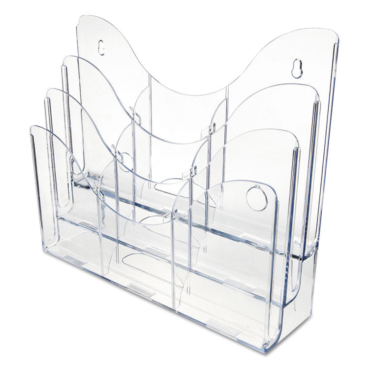 3-Tier Document Organizer W/6 Removable Dividers, 14w X 3.5d X 11.5h, Clear