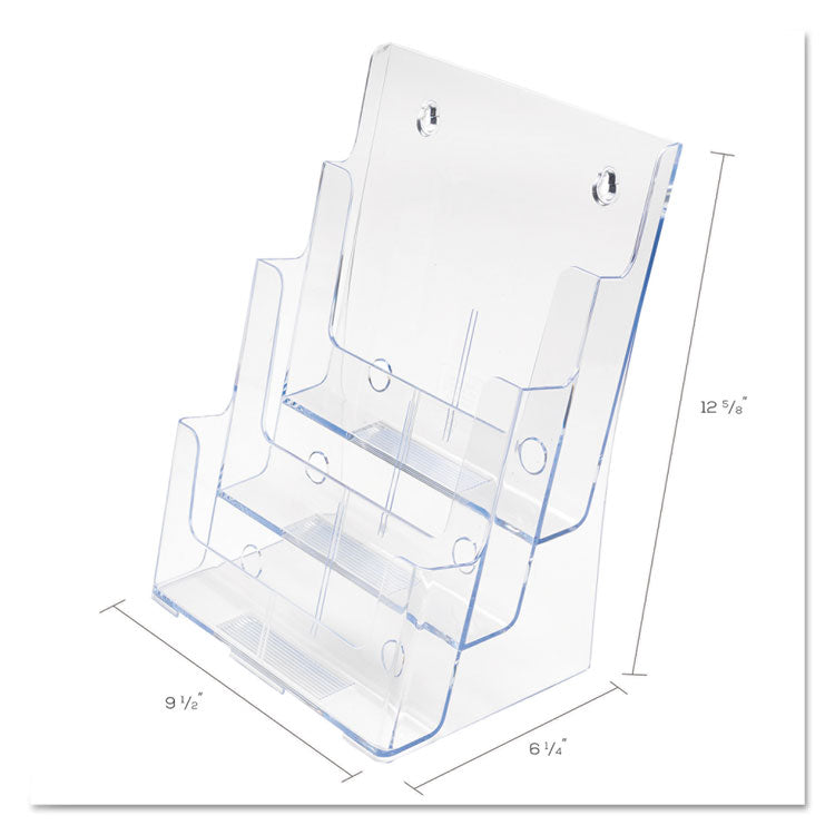 3-Compartment Docuholder, Magazine Size, 9.5w X 6.25d X 12.63, Clear